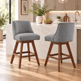 thumbnail image 2 of LEGAHOME Swivel Bar Stools Set of 2, 26” Upholstered Counter Height Bar Stools with Curved Backrest and Nailhead Trim, Modern Bar Stools with Wood Legs for Kitchen Island, Bar, Dining Room, Gray, 2 of 9
