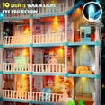 thumbnail image 6 of JoyStone Doll House for Girls, 5-Story 19 Rooms Huge Dollhouse Playset with LED Lights, 2 Dolls, Furnitures, Accessories, DIY Pretend Play Toys Gifts for Kids, Blue, 6 of 9