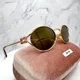 thumbnail image 2 of MIU MIU Sunglasses Gold MU 52YS Oval Slim Metal Frame Brown Lens Italy 7OE01T, 2 of 6