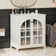 thumbnail image 2 of YIYADO 30" Bathroom Vanity with Ceramic Sink, Distressed Finish, Vintage Rustic Bathroom Cabinet with Bronze Pulls and 2 Soft Close Doors, Antique White, 2 of 6