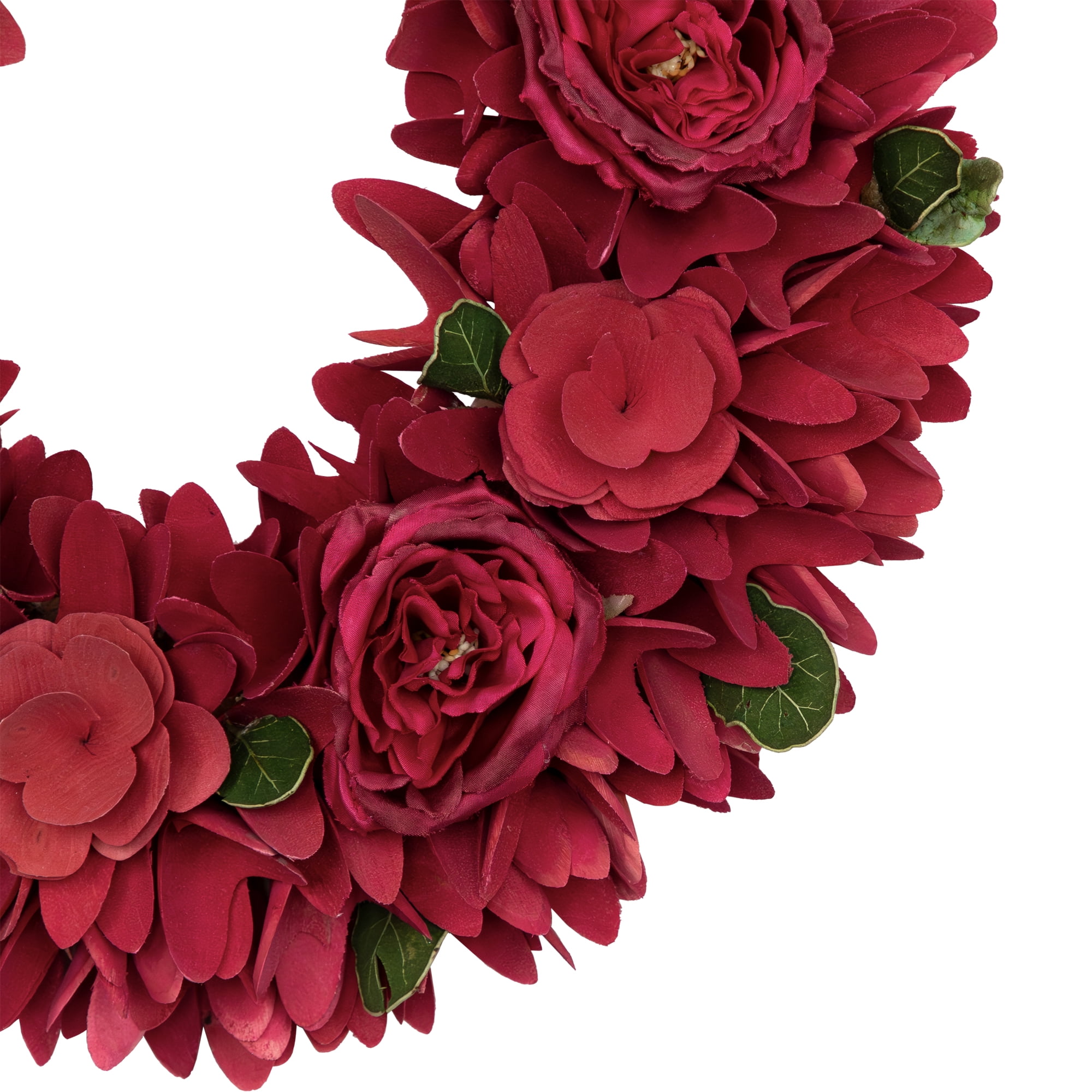Northlight Rose Floral Wooden Spring Wreath - 14"