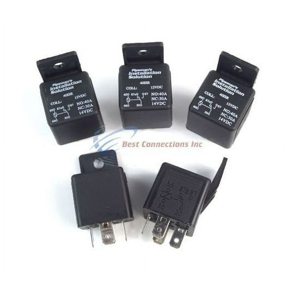 5 Pack Audiopipe 12 Volt 5 Pin SPDT 30 - 40 Amp Relay Socket Auto Car Truck