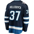 thumbnail image 3 of Men's Fanatics Connor Hellebuyck Navy Winnipeg Jets Breakaway Replica Jersey, 3 of 3