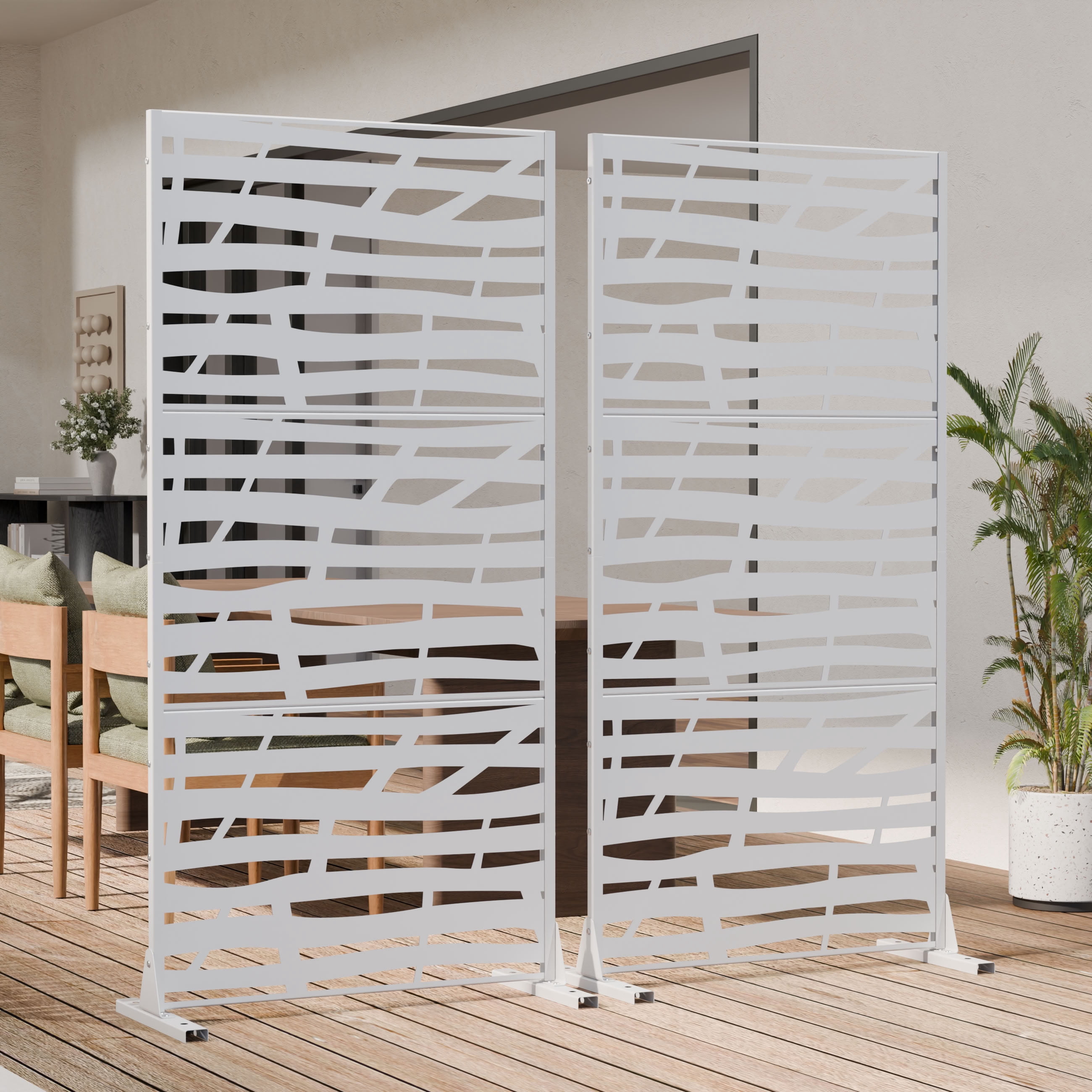 MAYEERTY 72*35in Outdoor Privacy Screen, Modern Style Metal Privacy Panel, Privacy Divider for Patio, Balcony, Garden