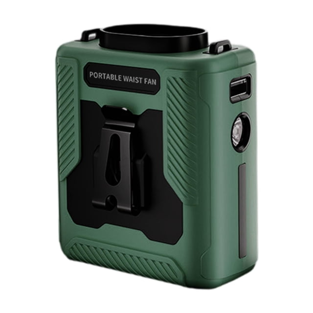 Mini ventilador portátil de cinturón con 5 velocidades, ventilador personal para exteriores verde