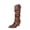 Brown, variant on Women's Cowboy Mid Calf Riding Boots Slouch Knee High Boots for Women Wedge Heel Pointed Toe Tall Boot, Wide Calf, Pull-on