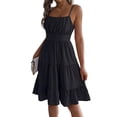 thumbnail image 2 of Jaimenalin Women Ruffled Tiered Adjustable Spaghetti Strap Midi Dress Black XL, 2 of 9
