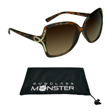 Tortoise Shell Brown Womens Sunglasses Rhinestones Fashionable and