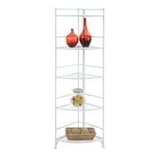 Xtra Storage 5 Tier Folding Metal Corner Shelf, White