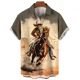 thumbnail image 4 of Camisas hawaianas de diseño occidental vintage para hombre, camisetas de manga corta con estampado 3D, camisetas con solapa y botones, camisas Aloha casuales, 4 of 5