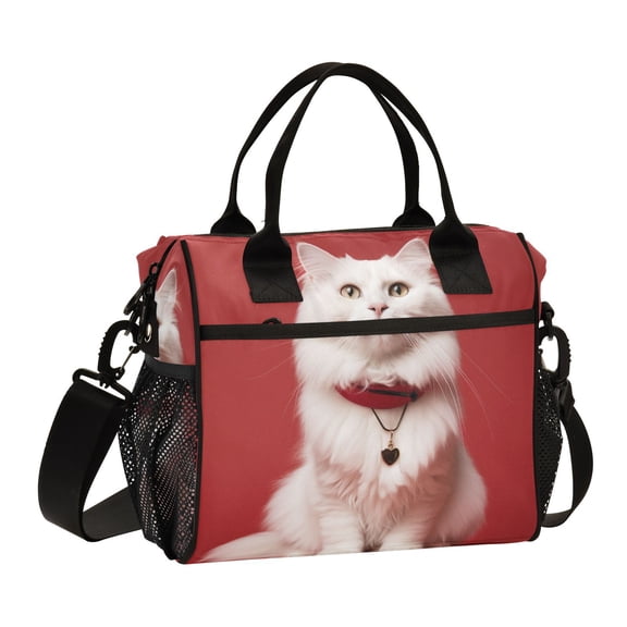 Cat White Cooler Bag Lunch Bag Soft Cooler Cooling Tote Insulated Lunch Box for Adult Men Women