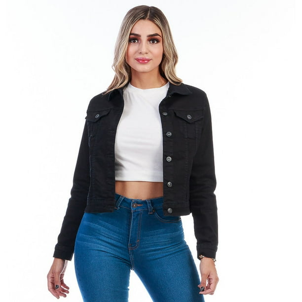 Chamarras negras de mujer hot sale
