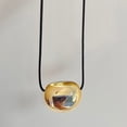 thumbnail image 5 of Metal Oval Bead Necklace Geometric Pendant Collarbone Chain Ornament Unique PU Leather Cord Chokers Fashion Accessory, 5 of 8