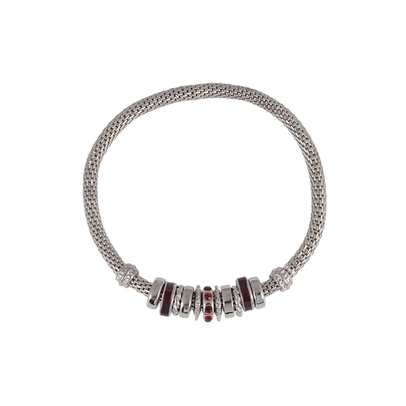 Time and Tru Silvertone Chain with Garnet Birthstone "January" Bracelet