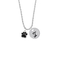 thumbnail image 2 of Delight Jewelry Silvertone Small Black Paw Silvertone Script Initial Disc - I - Charm Necklace, 20"+3", 2 of 4