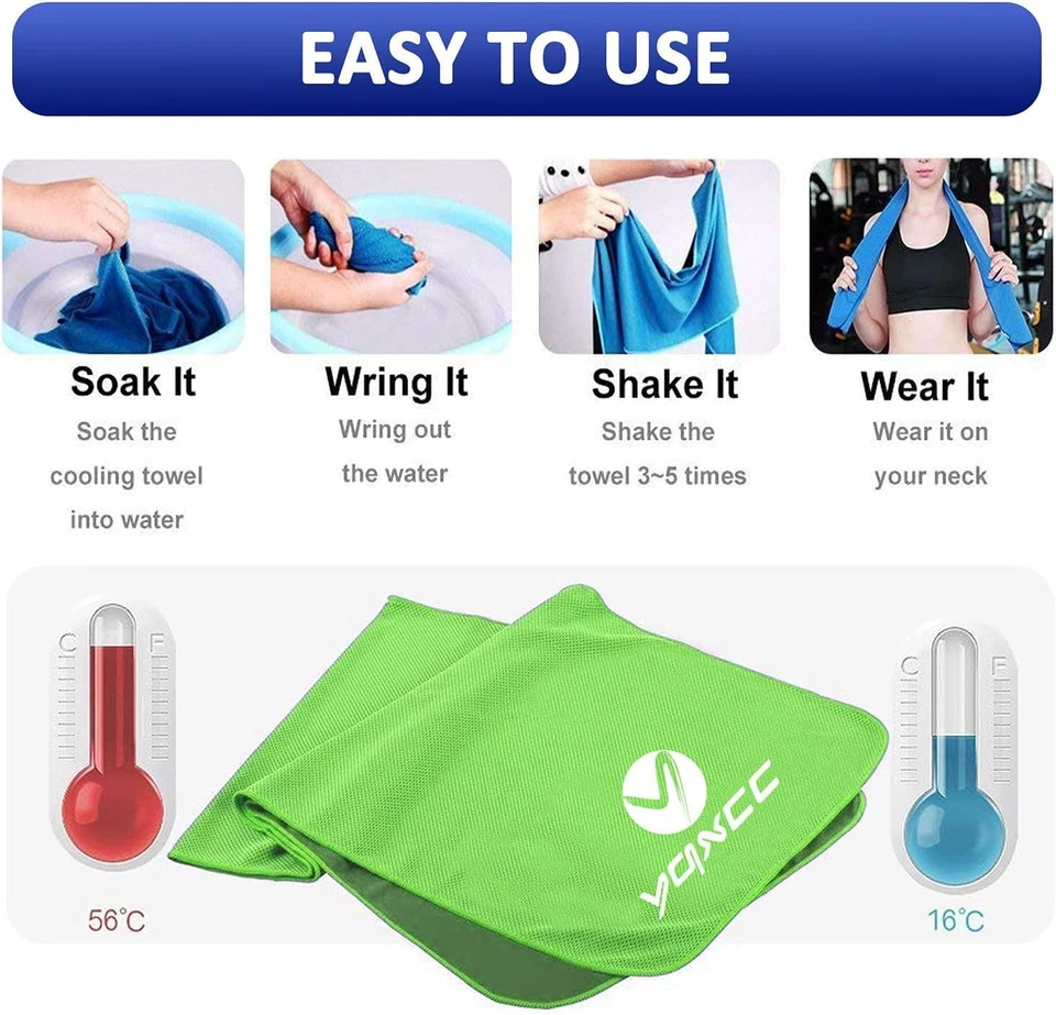 BUTTERFLY- 2 Pack Cooling Towels 47"X12" Ice Cold Gym Neck Towel For Workout