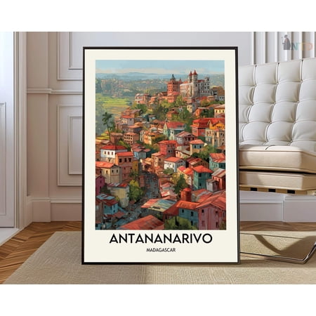 Antananarivo Madagascar City Map Wall Art Travel Decor Photo Print, Unframed Paper Poster 8x10in