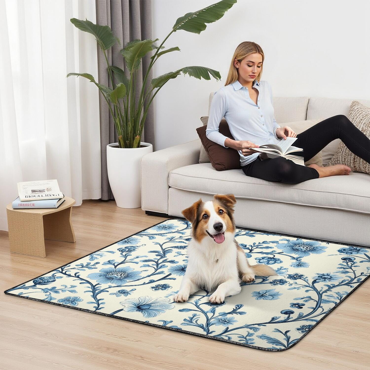 48x48 Inch Washable Pet Pad 2-Pack, Highly Absorbent Reusable Puppy Potty Training Mat with Leak-Proof Base, Non-Slip for Indoor Use, Floral