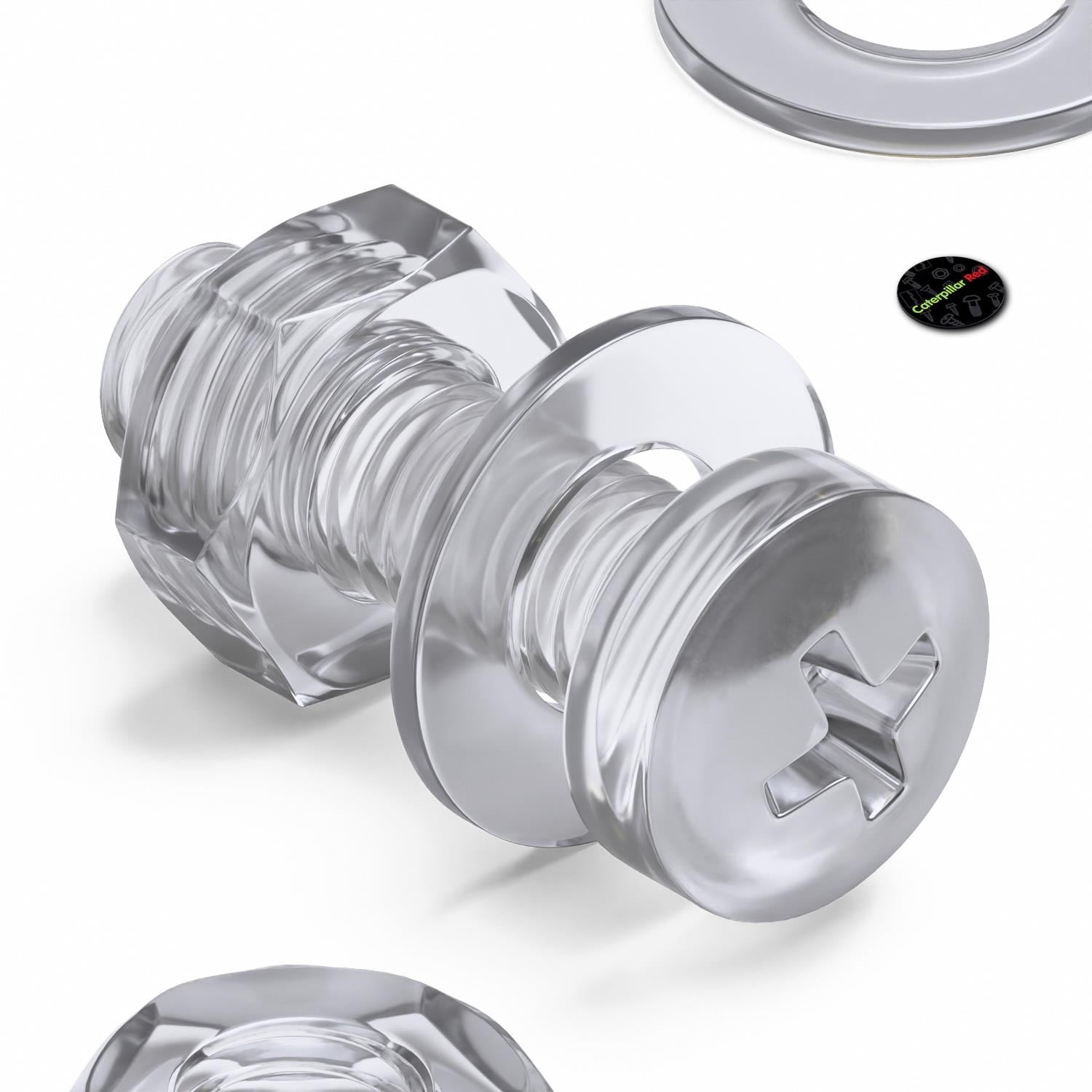 60 x Transparent Clear Plastic Acrylic, Pan Head, M3 x 10mm Nuts & Bolts, Washers -Acrylic Plastic Screws, (1/8 x 25/64 in)