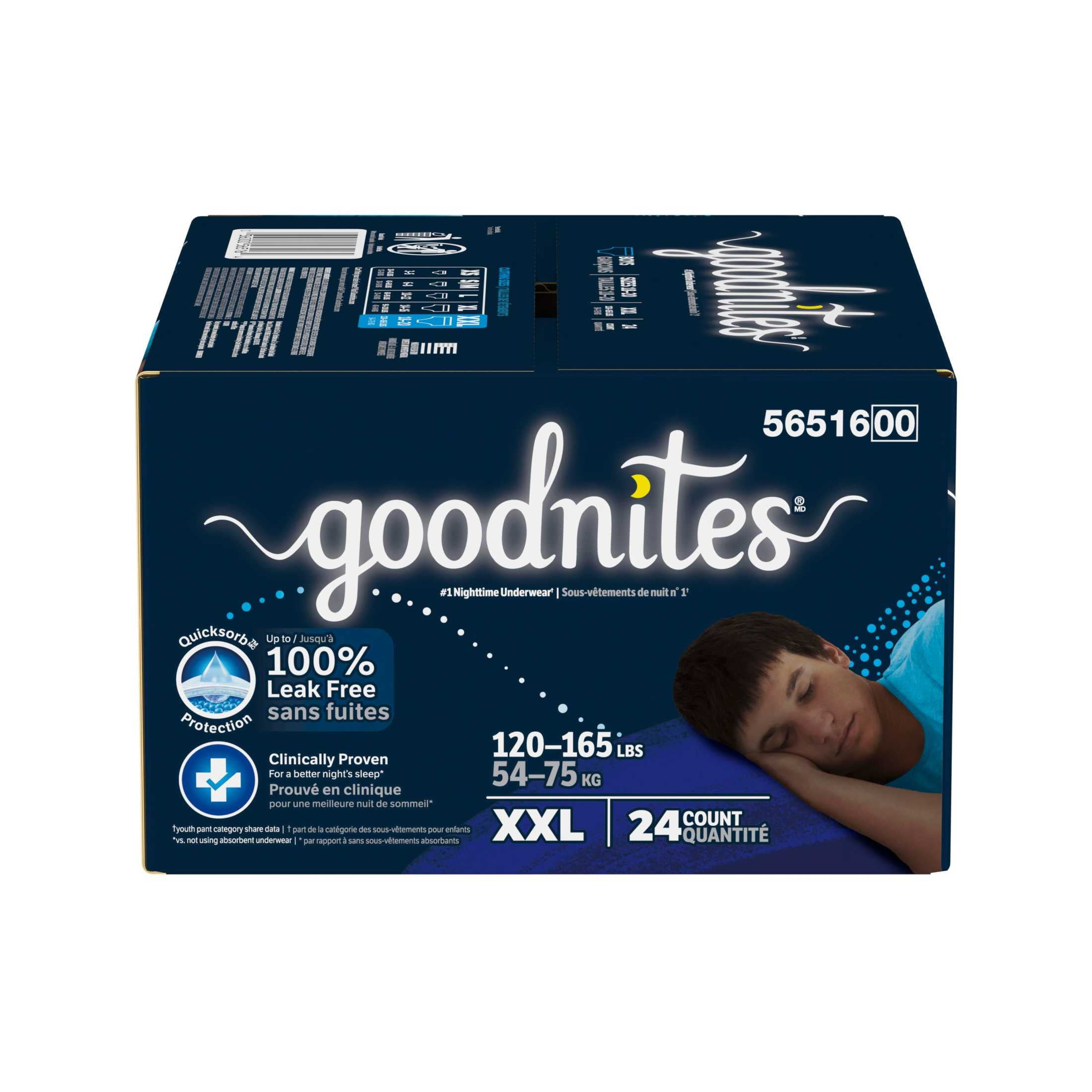 goodnites XXL 12枚入り 男の子用 Goodnites Bedwetting Underwear for Boys XXL Size 120-165 lbs