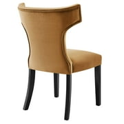 Modway Curve Performance Velvet Dining Chairs - Set of 2 in Cognac