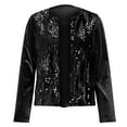 thumbnail image 4 of Rutainlusire Womens Trendy Shiny Sequins Cardigan Blazer Suit Jackets Women's Fashionable Solid Color Short Sleeved Sequined Patchwork Top, 4 of 5