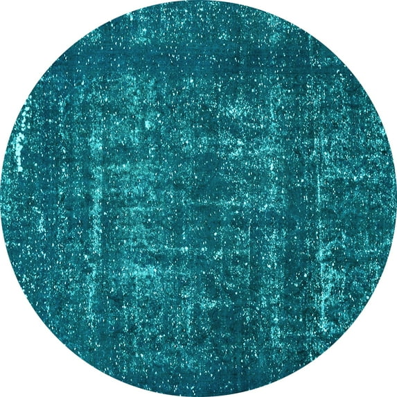 Ahgly Company Indoor Round Abstract Light Blue Modern Area Rugs, 8' Round