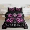 thumbnail image 2 of Homewish Pink Leopard Print Ribbon Bedding Comforter Set for Teen, King and Queen Twin Comforter Sets, Butterfly Damask Flower Reversible Bedding Set, Super Cozy Room Decor, 2 Pieces, 2 of 8