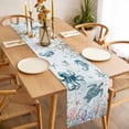 thumbnail image 3 of Table Runner 108 Inches Long for Kitchen Dining, Teal Turtle Coastal Dresser Scarf Farmhouse, Dining Table Decorations for Wedding/Parties, Octopus Coral Summer Beach Starfish 13 x 108 In, 3 of 8