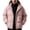 Pink, variant on Men's Thick Puffer Jacket Solid Color Warm Hooded Winter Coat Stand Collar Zip Up Padded Outerwear for Daily