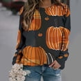 thumbnail image 2 of Raeneomay Long Sleeve Shirts for Women Women Fall and Winter Thanksgiving Fruit Pumpkin Print Round Neck Hooded Long Sleeved SweatShirt Top, 2 of 5