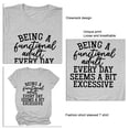thumbnail image 3 of Camiseta holgada de manga corta y cuello redondo elástica para mujer en gris claro y negro, talla L Camiseta con estampado de letras de verano, 3 of 4