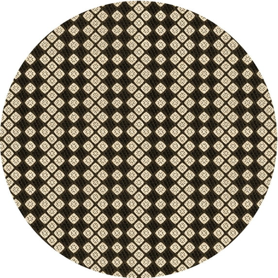 Ahgly Company Indoor Round Patterned Midnight Gray Area Rugs, 5' Round