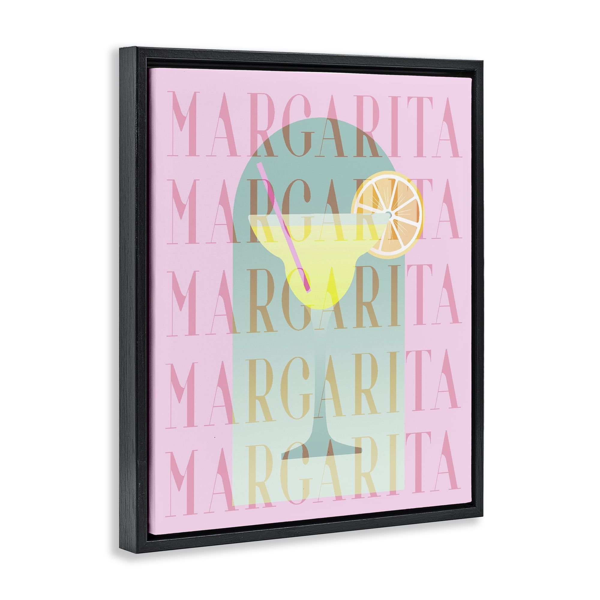 Retro Pastel Margarita Black Framed Floater Canvas Wall Art, design by Lil' Rue