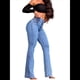thumbnail image 2 of Pantalones Vaqueros de Cintura Alta para Mujer, Elásticos, de Corte Acampanado y con Cinturilla Elástica. Azul L, 2 of 8