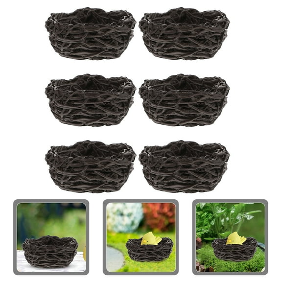 NIYANGLE Mini Bird Nest Decor Resin Ornament for Creative Crafting and Microlandscape, Black