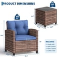 thumbnail image 2 of Outdoor Wicker Chairs,3 Pieces Patio Furniture Set,All Weather High Back Rattan Chairs w/Washable Cushion and Tempered Glass Tabletop for Deck Porch Balcony Backyard Garden, 2 of 8