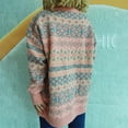 thumbnail image 3 of Felirenzacia Women's Casual Jumpers, Nordic Knit Pullover, Crew Neck Long Sleeve Sweater with Geometric Pattern, 3 of 5