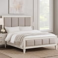 thumbnail image 3 of Benjara Queen Bed with Channel Tufted Fabric Padding- White and Gray, 3 of 6
