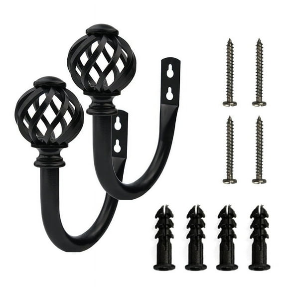 Metal Curtain Holdbacks (2 Pack) – Black Tieback Hooks for Drapes & Windows