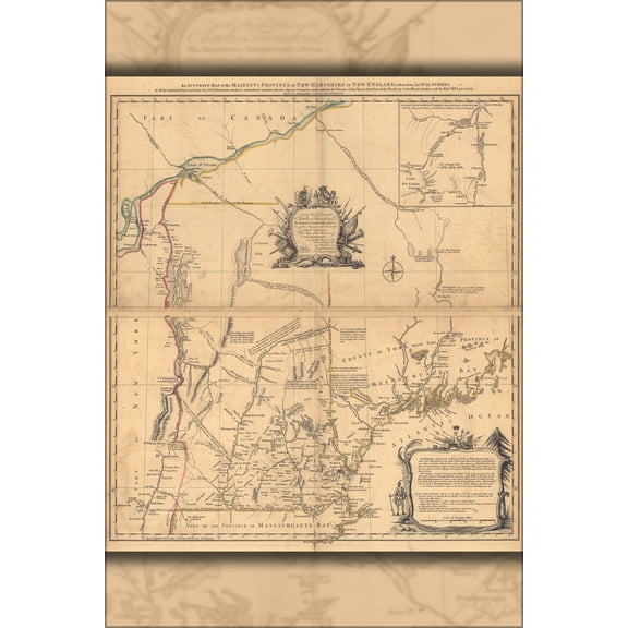24"x36" Gallery Poster, Map His Majestys Province New Hampshire 1768