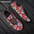 thumbnail image 1 of Zapatillas deportivas informales con estampado de calavera de azúcar de Doginthehole para mujer, zapatos planos con cordones para exteriores, calzado para caminar para mujer, 1 of 6