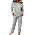 thumbnail image 2 of Pajamas For Women Leopard Print Loungewear Set Crew Neck Long Sleeve Top And Drawstring Wide Leg Pants Two Piece Pajama Set, 2 of 6