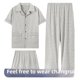 thumbnail image 1 of Ropa de dormir de verano de algodón puro para hombre, conjunto de tres piezas, pantalones largos de manga corta, pantalones cortos finos de talla grande, conjunto de ropa para el hogar, 1 of 5