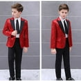 thumbnail image 5 of Little Boys Gentleman's Blazer Blazer Formal Suit Red Sequin Jacket Red,5-6T, 5 of 5