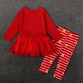thumbnail image 3 of Conjuntos de ropa de manga larga con camiseta de Papá Noel y pantalones a rayas para niñas pequeñas, ropa para niñas pequeñas, 3 of 5
