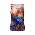 thumbnail image 4 of Xecao Rooster Oil Painting print women's scoop neck, loose-fit workout tank tops for the gym., 4 of 9