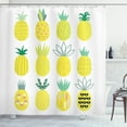 thumbnail image 1 of Pineapple Shower Curtain, Collection of Pineapples with Different Patterns Lines Rhombuses and Zigzags, Fabric Bathroom Set with Hooks, 69W X 70L Inches, Multicolor, by Ambesonne, 1 of 3