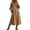 Camel, variant on Women's Roll Neck Midi Dress, Cotton Linen Bell Sleeve Ruffle Dresses, Loose Fit Double Layer Collar Summer Beach Vacation Long Sundress with Pockets, Church Office Work Wear Swing Midi Dress