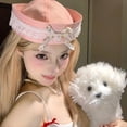 thumbnail image 6 of Jiibva Soft Sweet Sailor Hat Lace Bow Captain Turn-up Brim Beret Accessory Halloween Party Supplies for Women, 6 of 7
